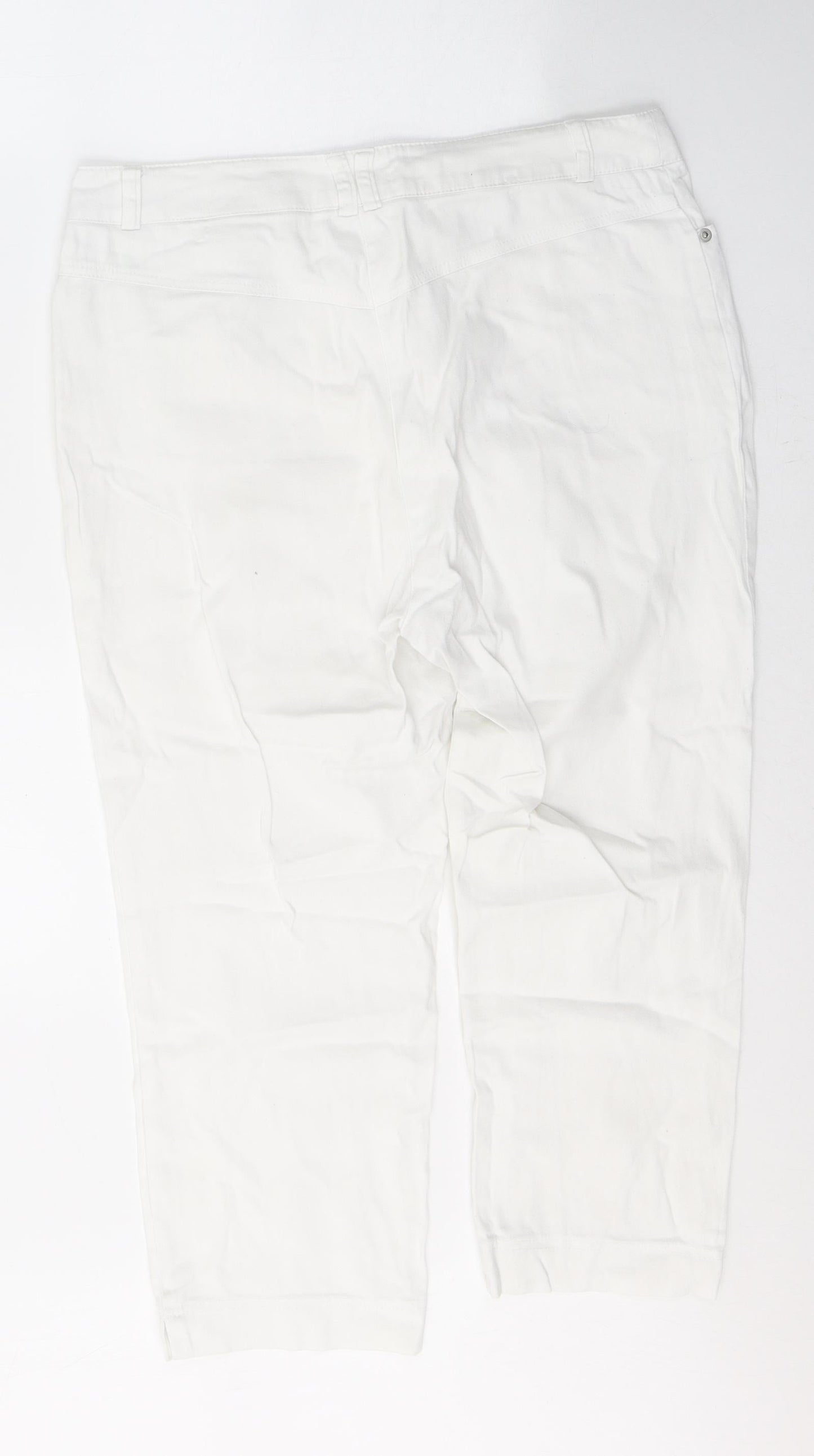 Casual Womens White  Cotton Cropped Jeans Size 34 in L21 in Regular Button