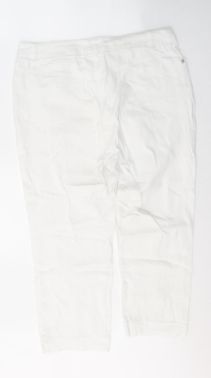 Casual Womens White  Cotton Cropped Jeans Size 34 in L21 in Regular Button