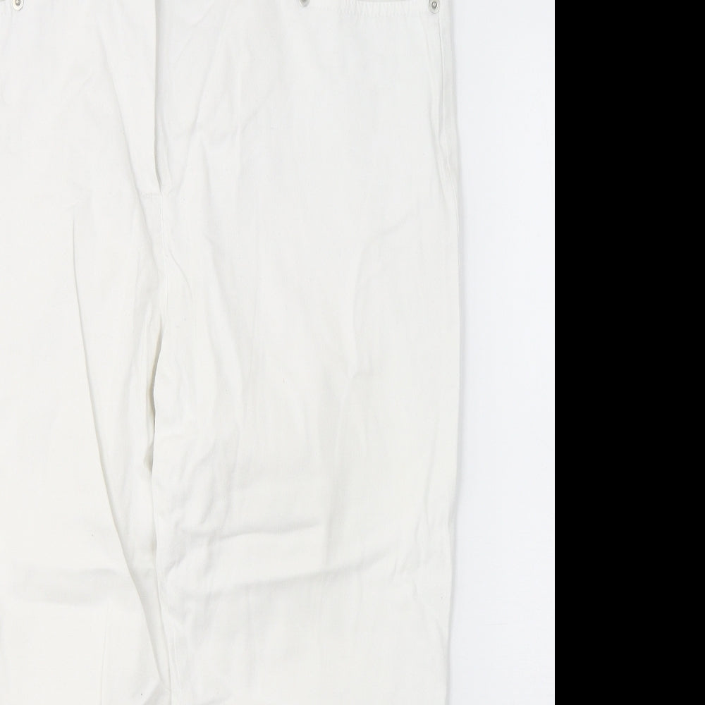 Casual Womens White  Cotton Cropped Jeans Size 34 in L21 in Regular Button