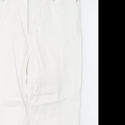 Casual Womens White  Cotton Cropped Jeans Size 34 in L21 in Regular Button