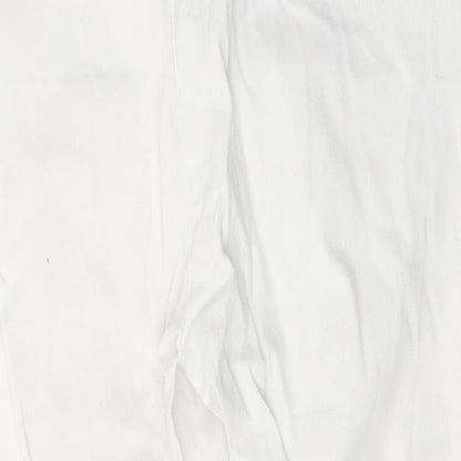 Casual Womens White  Cotton Cropped Jeans Size 34 in L21 in Regular Button