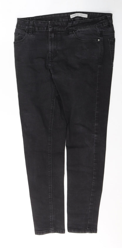 George Womens Black  Cotton Skinny Jeans Size 12 L27 in Regular Button