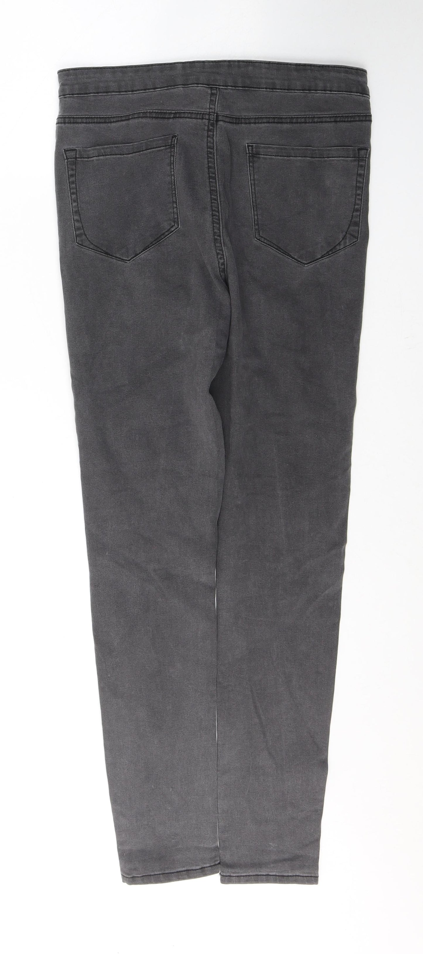 Denim & Co. Womens Grey  Cotton Skinny Jeans Size 12 L28 in Regular Button