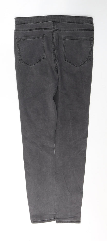 Denim & Co. Womens Grey  Cotton Skinny Jeans Size 12 L28 in Regular Button