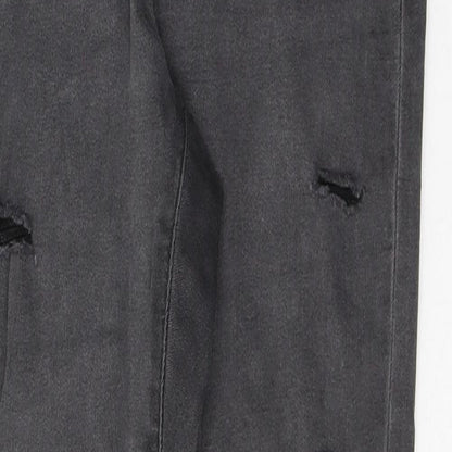 Denim & Co. Womens Grey  Cotton Skinny Jeans Size 12 L28 in Regular Button