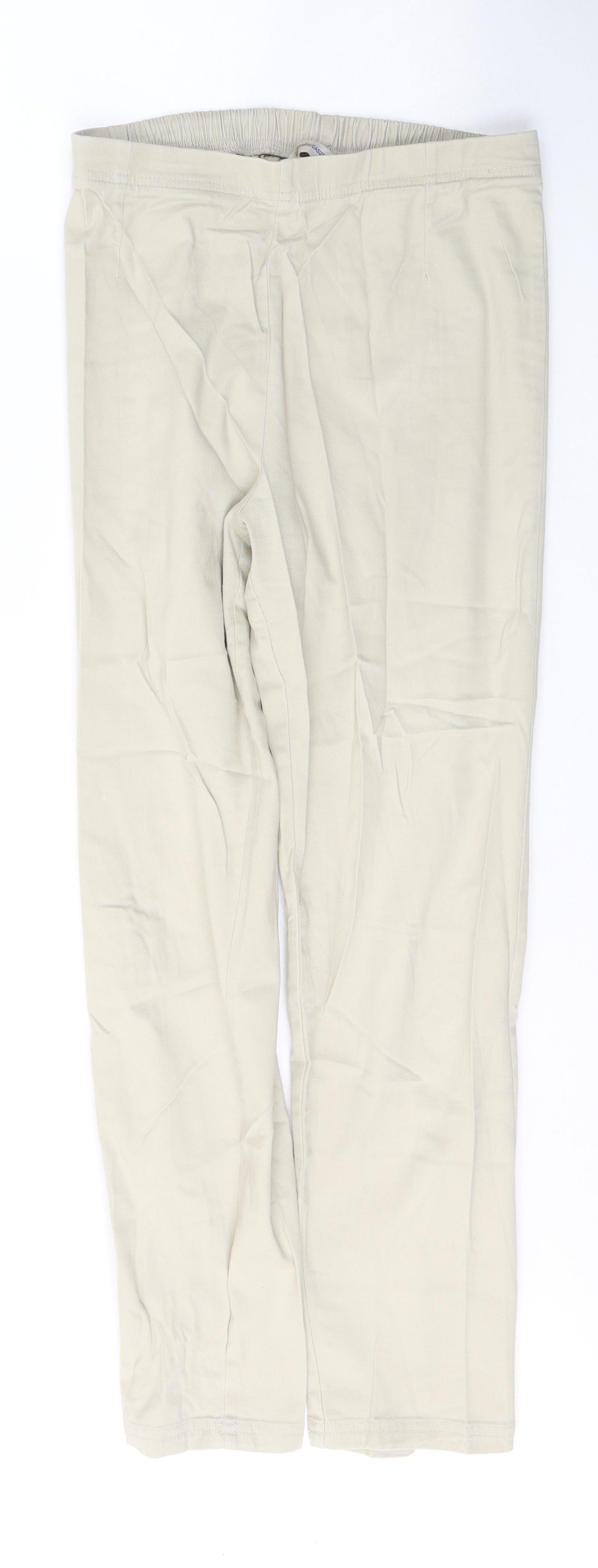 BHS Womens Beige  Cotton Straight Jeans Size 12 L27 in Regular Button