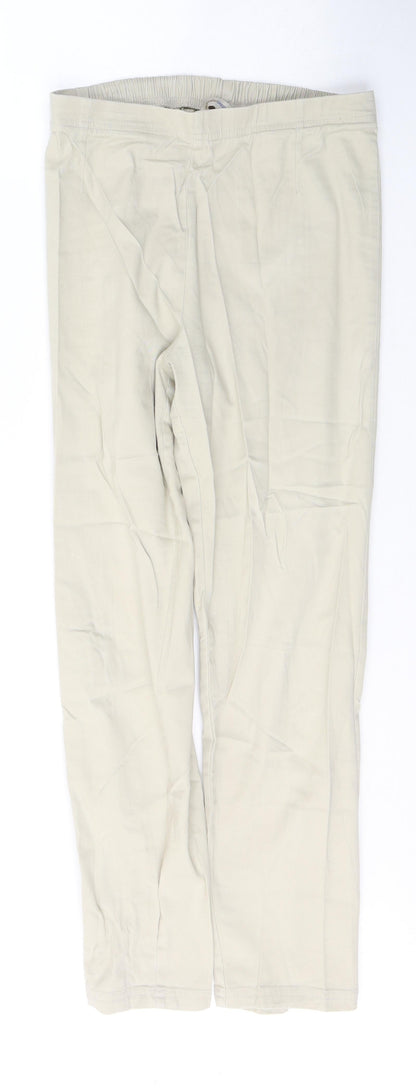 BHS Womens Beige  Cotton Straight Jeans Size 12 L27 in Regular Button