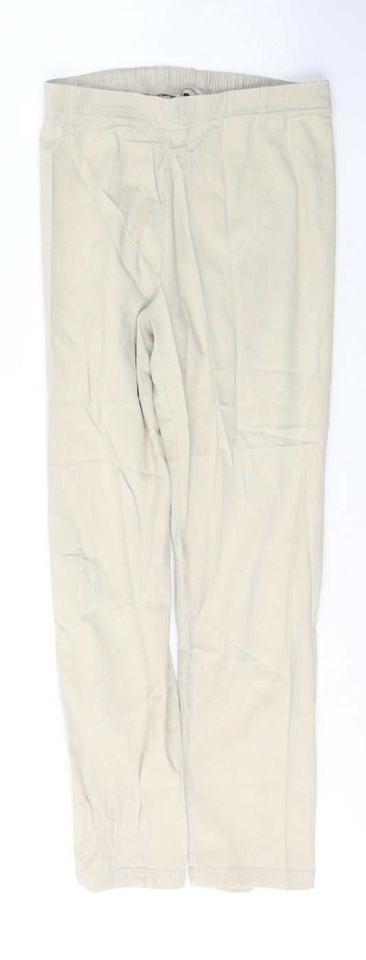 BHS Womens Beige  Cotton Straight Jeans Size 12 L27 in Regular Button