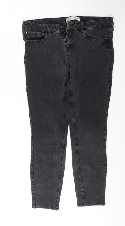 George Womens Black  Cotton Skinny Jeans Size 12 L24 in Regular Button