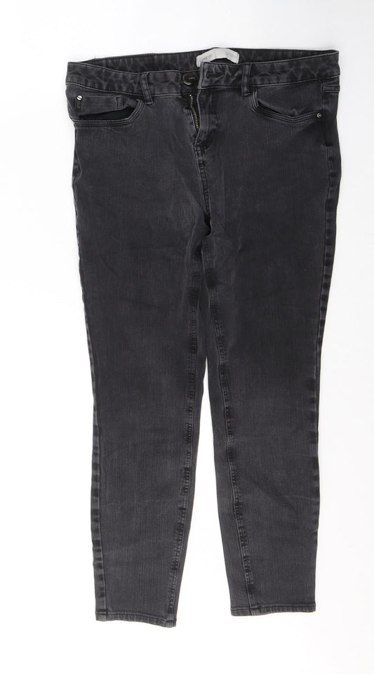 George Womens Black  Cotton Skinny Jeans Size 12 L24 in Regular Button