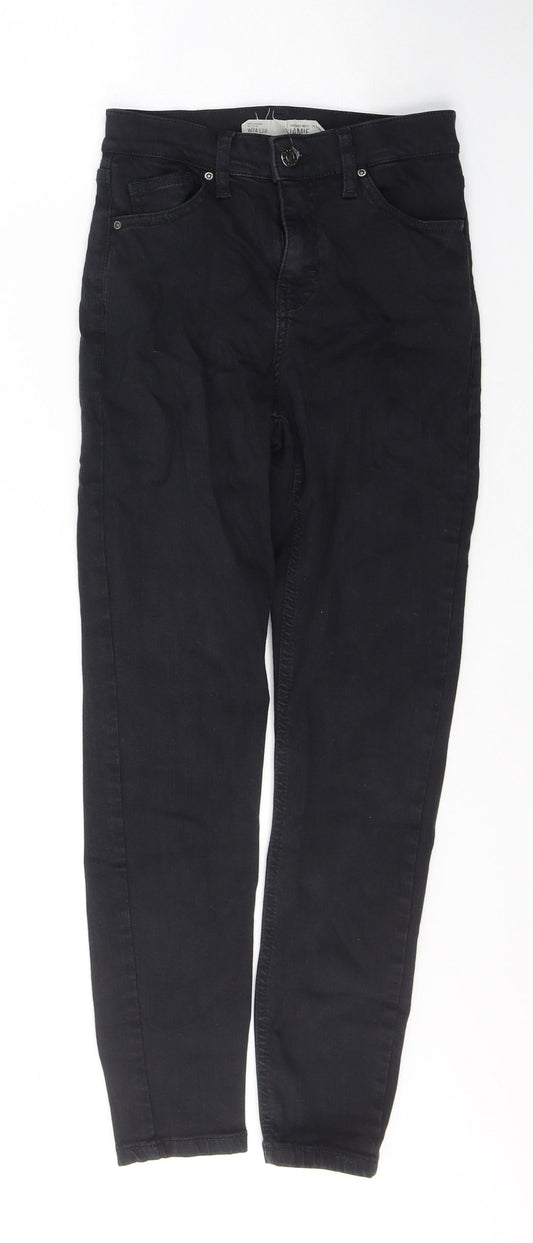 Topshop Womens Black  Cotton Skinny Jeans Size 24 in L28 in Regular Button