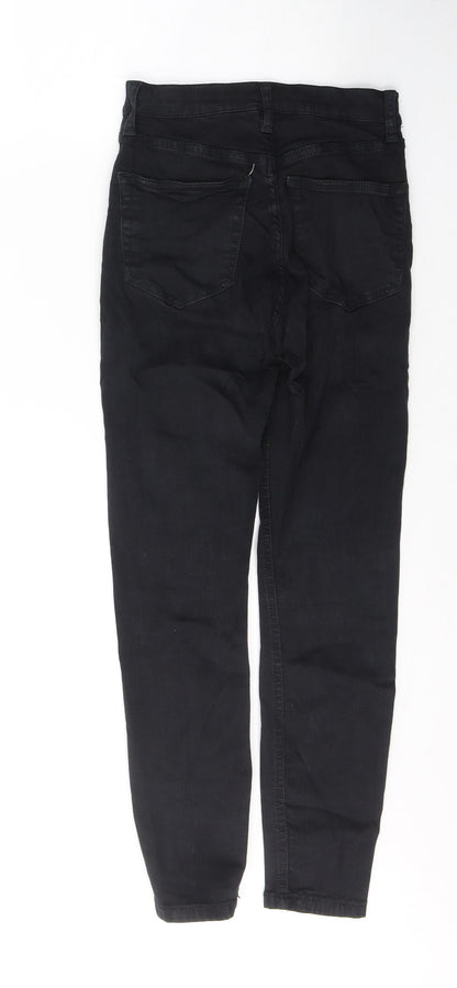 Topshop Womens Black  Cotton Skinny Jeans Size 24 in L28 in Regular Button