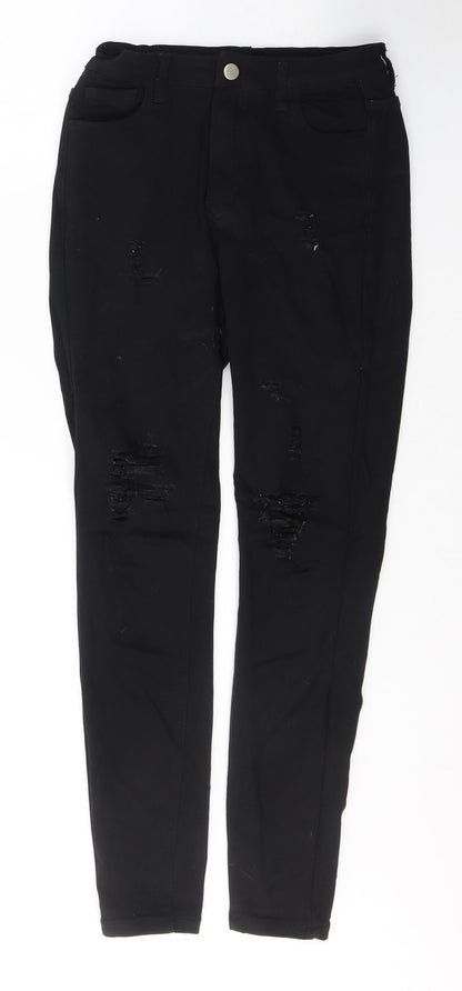 SheIn Womens Black  Cotton Skinny Jeans Size S L27 in Regular Button