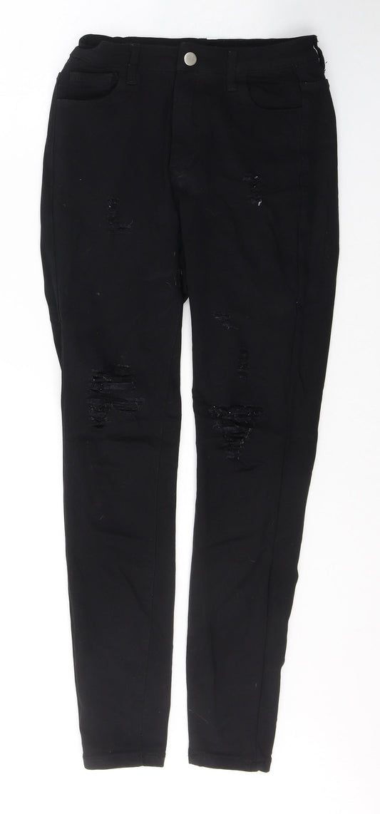 SheIn Womens Black  Cotton Skinny Jeans Size S L27 in Regular Button