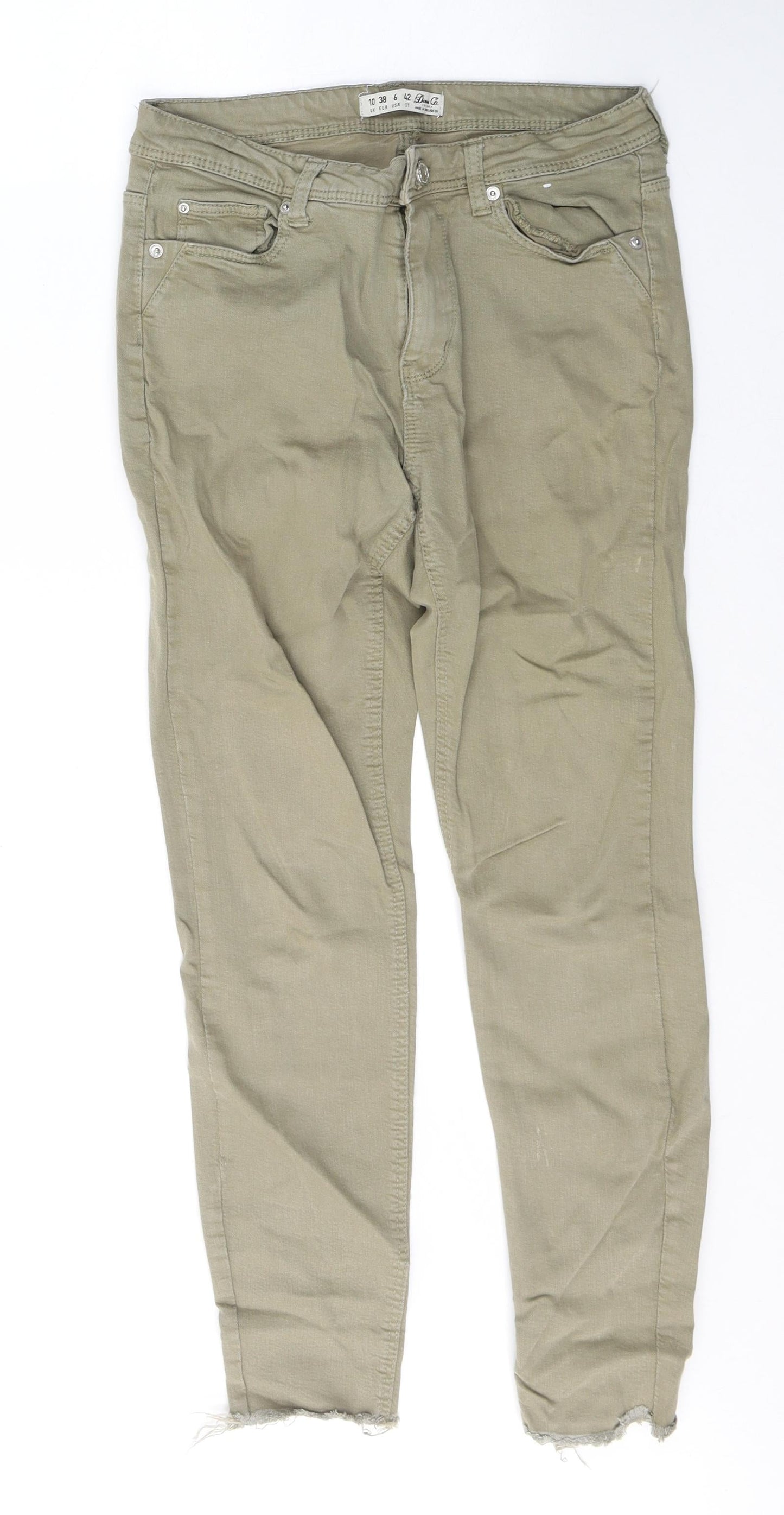 Denim & Co. Womens Green  Cotton Cropped Jeans Size 10 L26 in Regular Button