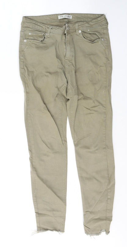 Denim & Co. Womens Green  Cotton Cropped Jeans Size 10 L26 in Regular Button