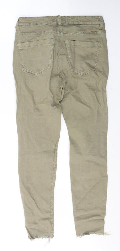 Denim & Co. Womens Green  Cotton Cropped Jeans Size 10 L26 in Regular Button