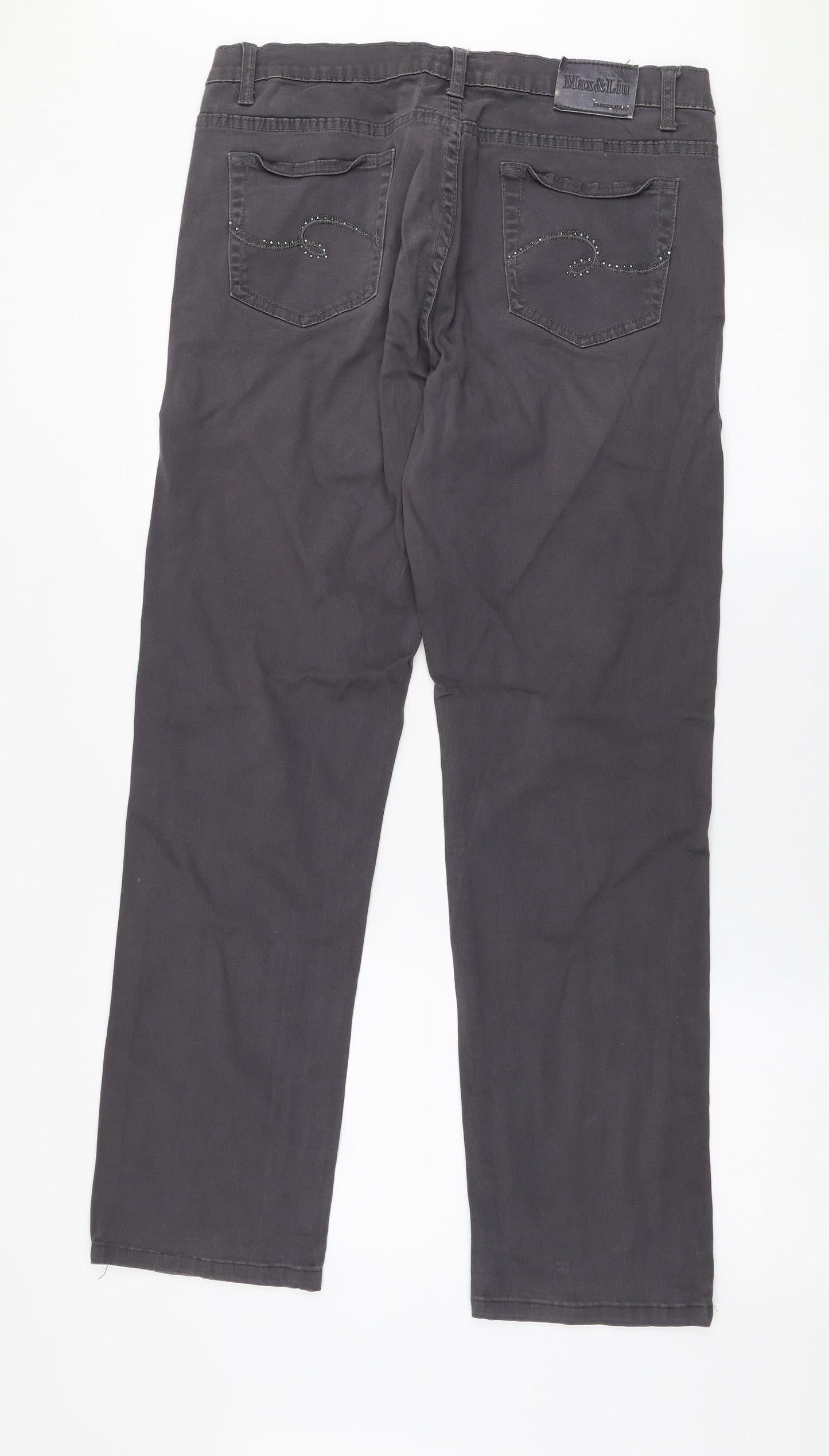 Max & Liu Womens Grey  Cotton Straight Jeans Size 33 in L30 in Regular Zip