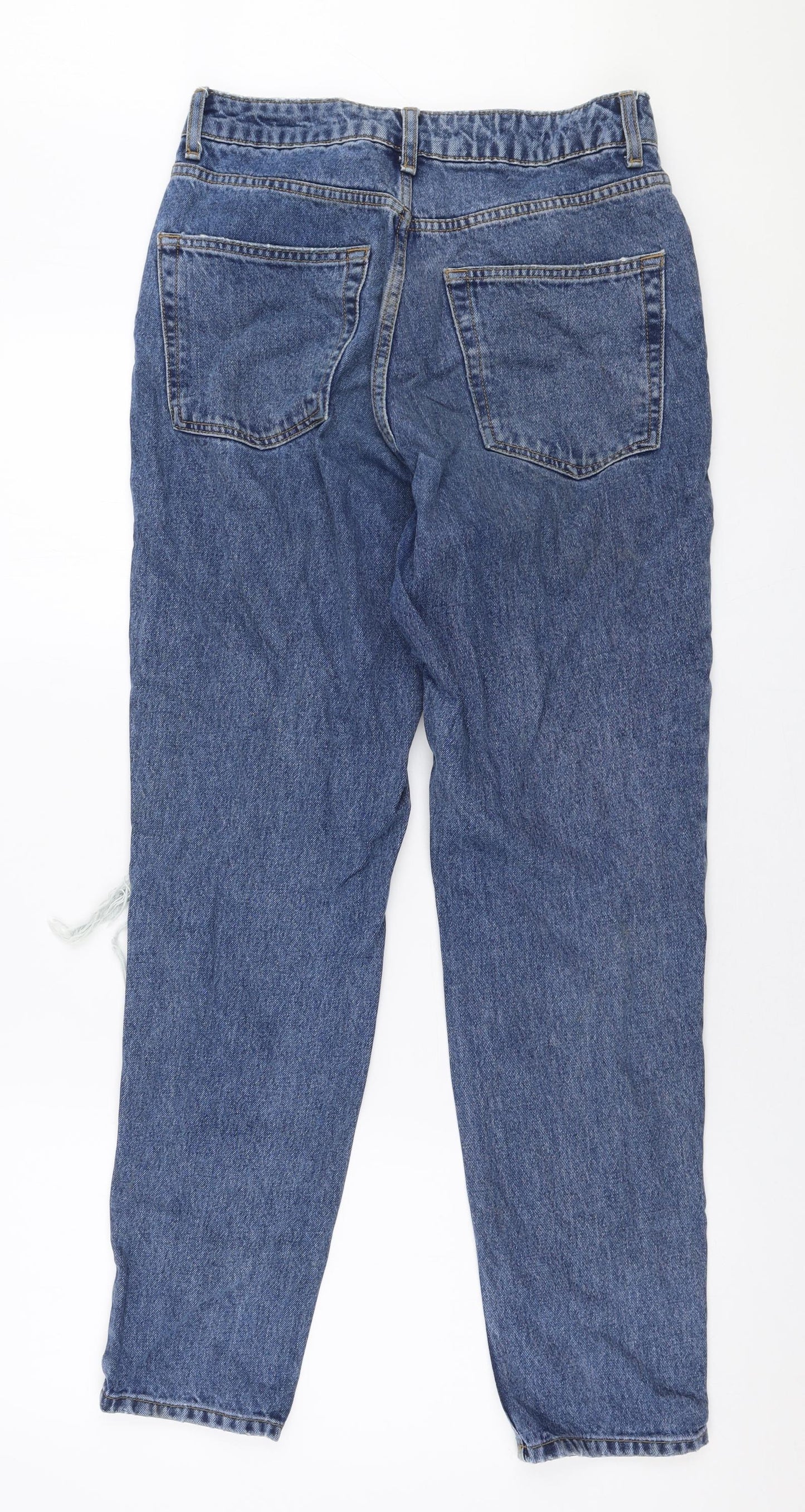Topshop Womens Blue  Cotton Mom Jeans Size 28 in L32 in Regular Zip