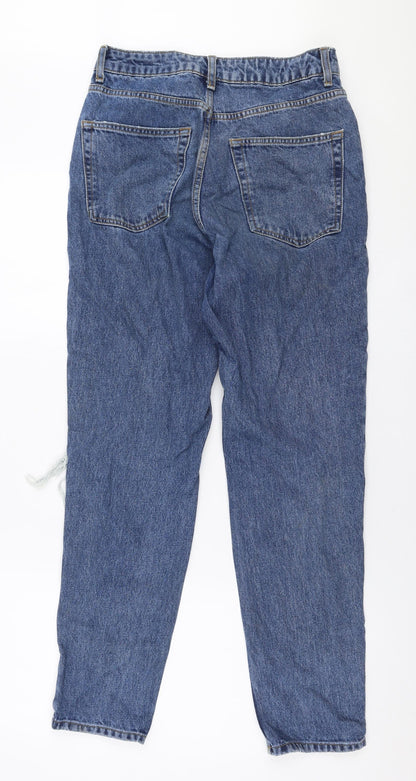 Topshop Womens Blue  Cotton Mom Jeans Size 28 in L32 in Regular Zip