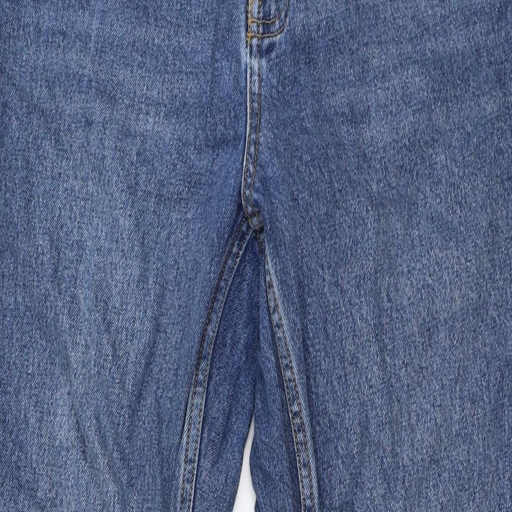 Topshop Womens Blue  Cotton Mom Jeans Size 28 in L32 in Regular Zip