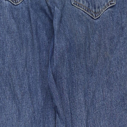 Topshop Womens Blue  Cotton Mom Jeans Size 28 in L32 in Regular Zip
