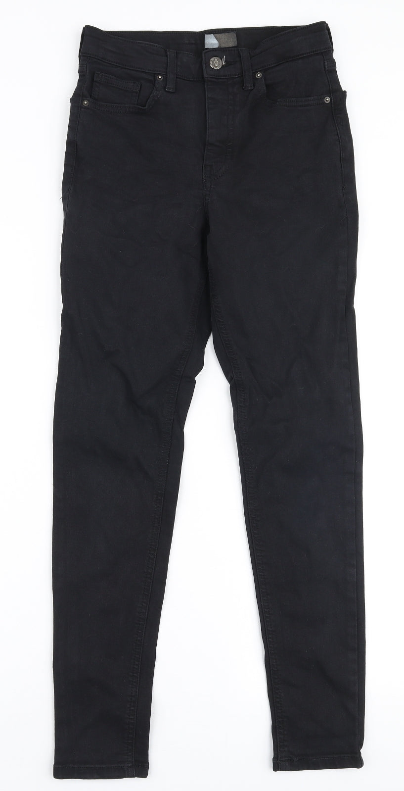 Topshop Womens Black  Elastane Skinny Jeans Size 25 in L32 in Slim Zip