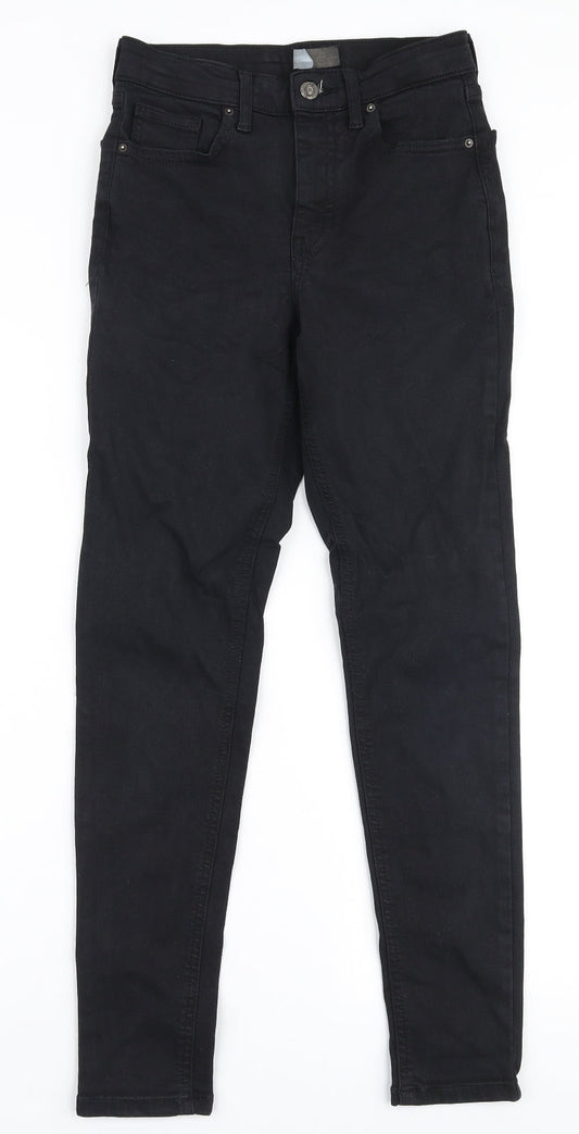Topshop Womens Black  Elastane Skinny Jeans Size 25 in L32 in Slim Zip