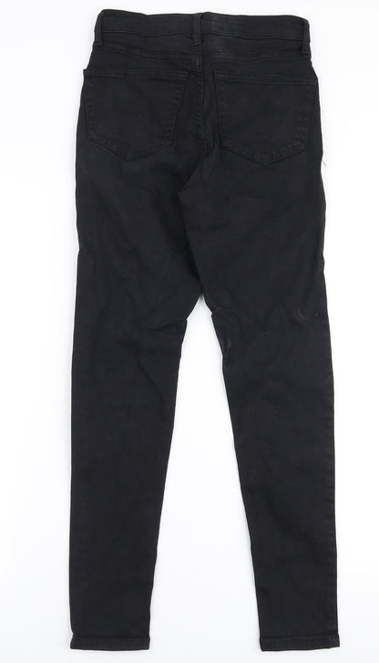 Topshop Womens Black  Elastane Skinny Jeans Size 25 in L32 in Slim Zip
