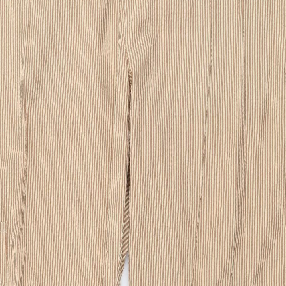 Henry Hammond Womens Brown Striped Polyester Trousers  Size 35 in L31 in Regular Zip