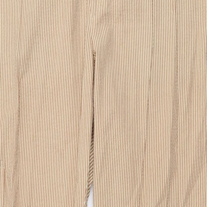 Henry Hammond Womens Brown Striped Polyester Trousers  Size 35 in L31 in Regular Zip
