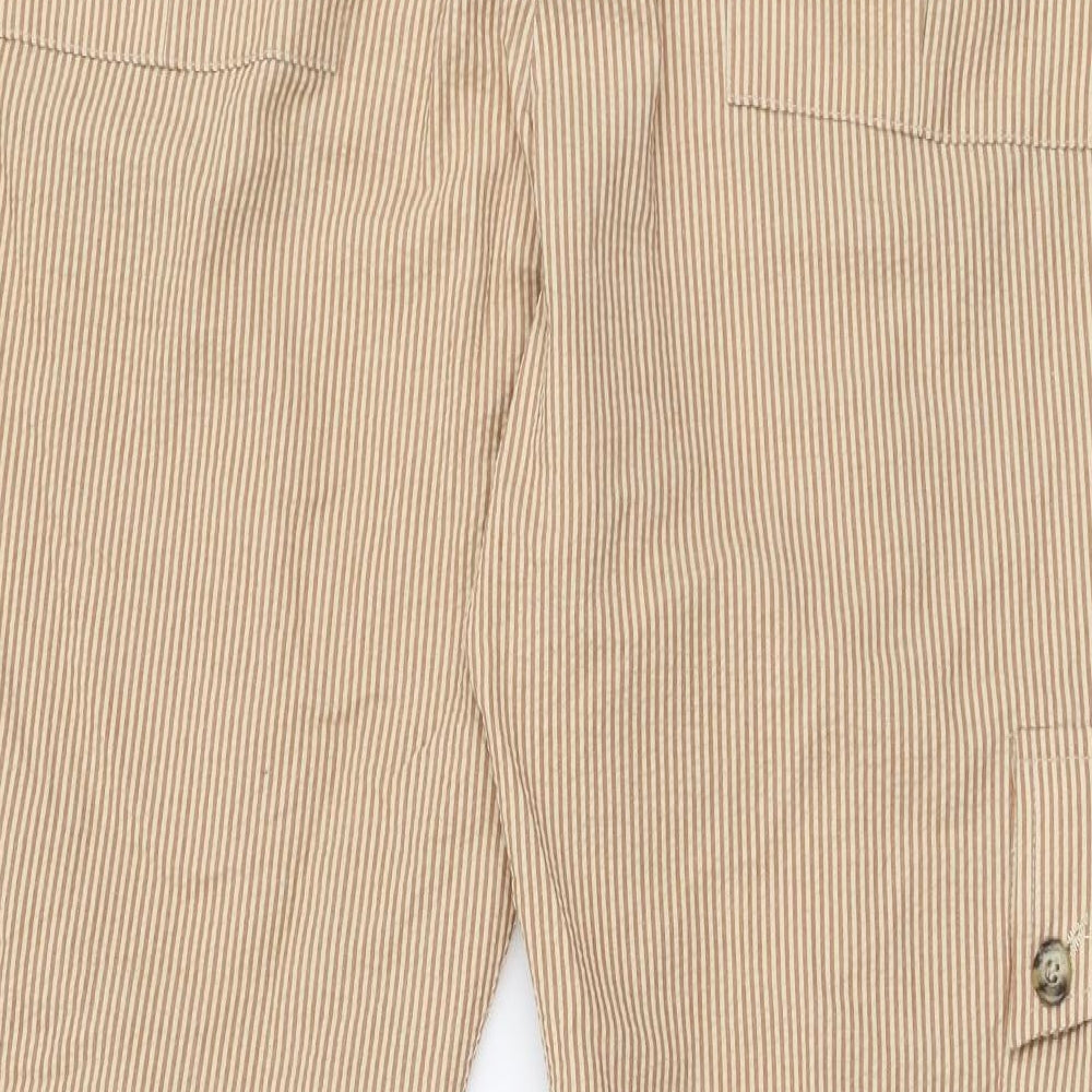 Henry Hammond Womens Brown Striped Polyester Trousers  Size 35 in L31 in Regular Zip