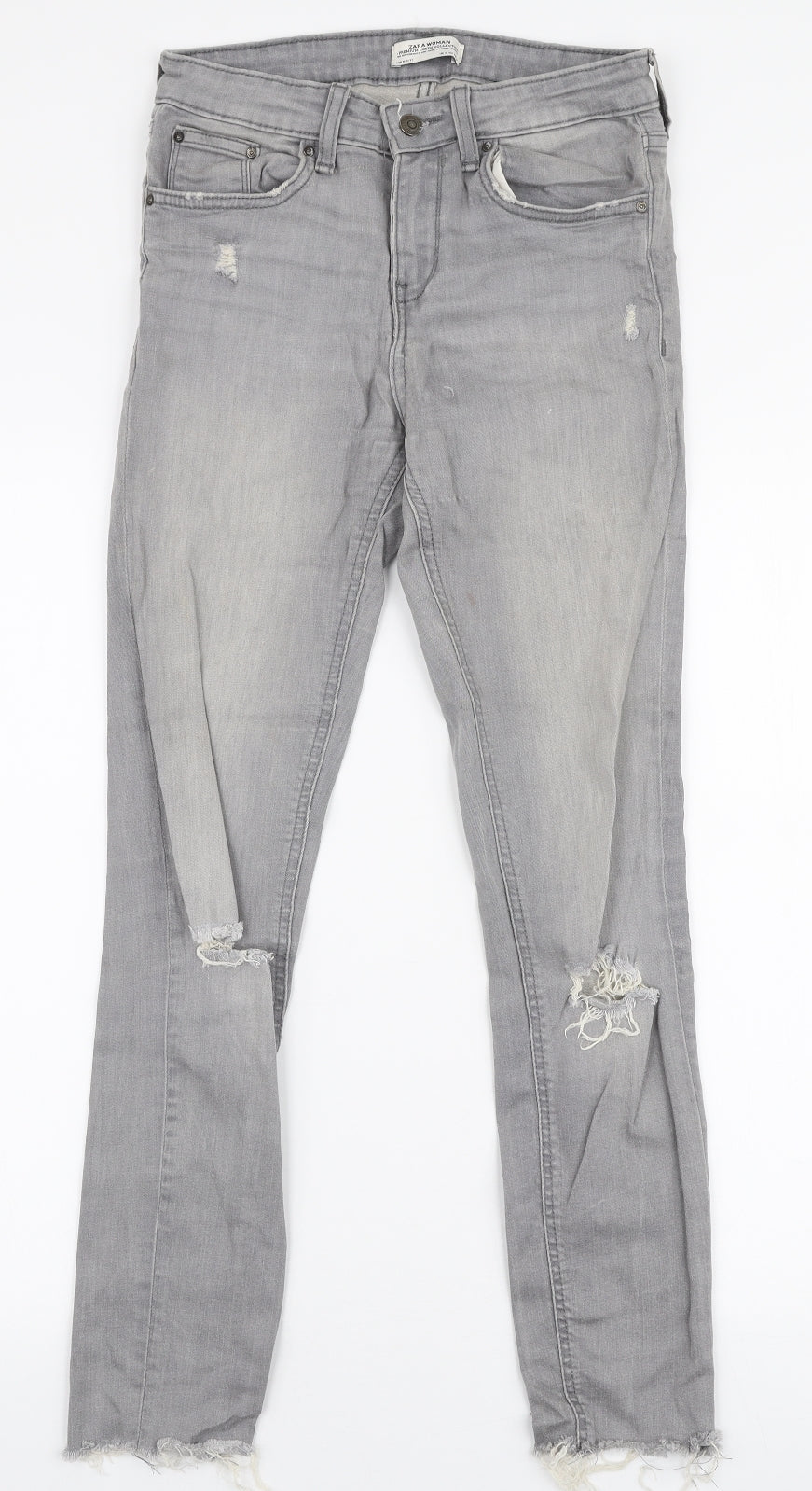 Zara Womens Grey  Cotton Skinny Jeans Size 6 L27 in Slim Zip
