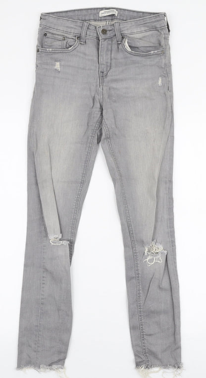 Zara Womens Grey  Cotton Skinny Jeans Size 6 L27 in Slim Zip