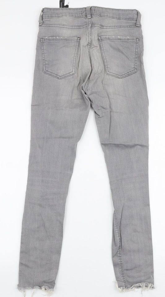 Zara Womens Grey  Cotton Skinny Jeans Size 6 L27 in Slim Zip