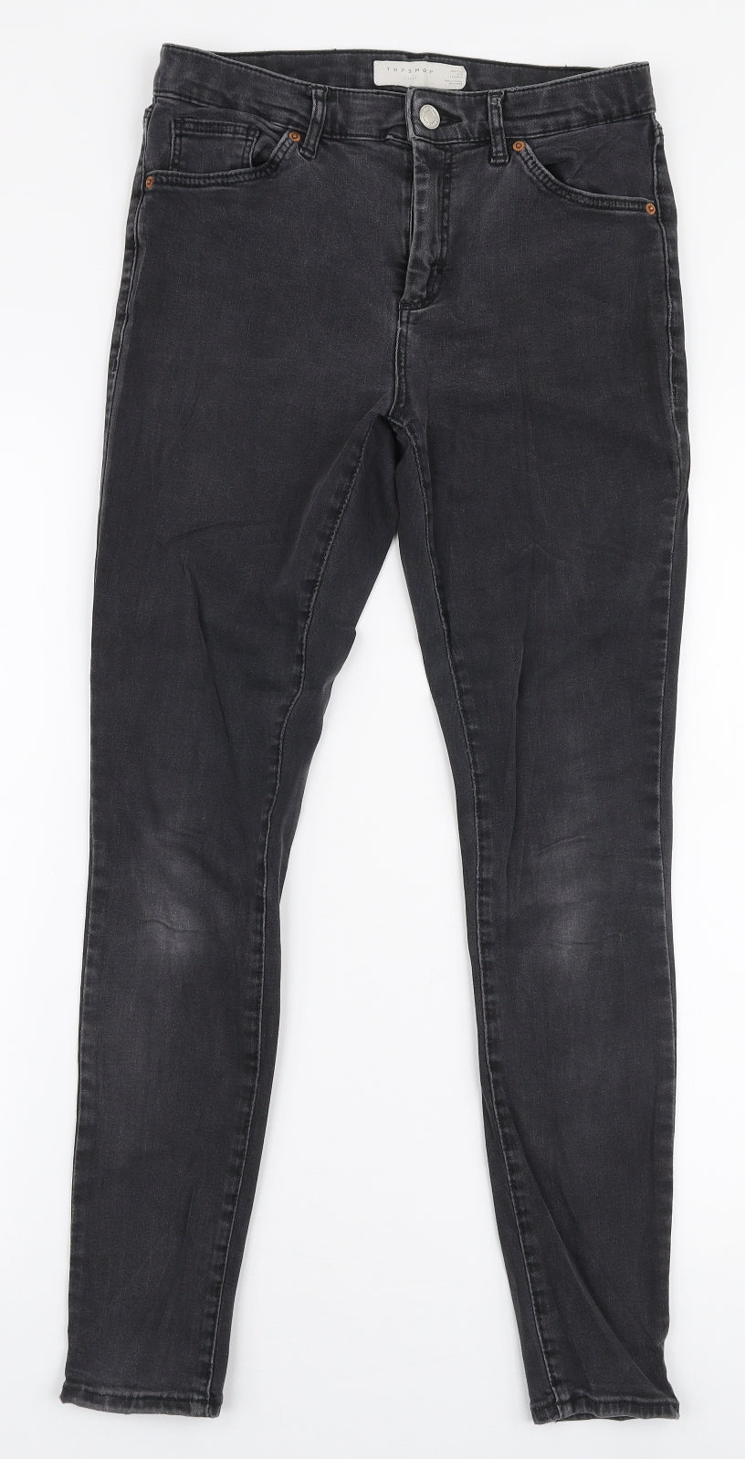 Topshop Womens Grey  Cotton Skinny Jeans Size 28 in L27 in Slim Zip