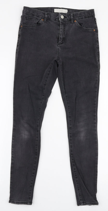Topshop Womens Grey  Cotton Skinny Jeans Size 28 in L27 in Slim Zip