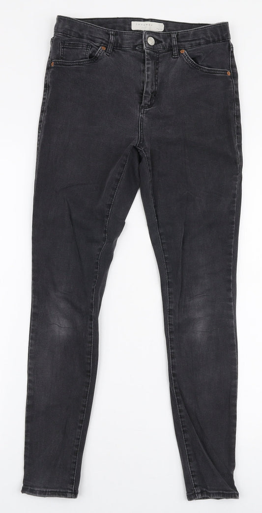 Topshop Womens Grey  Cotton Skinny Jeans Size 28 in L27 in Slim Zip
