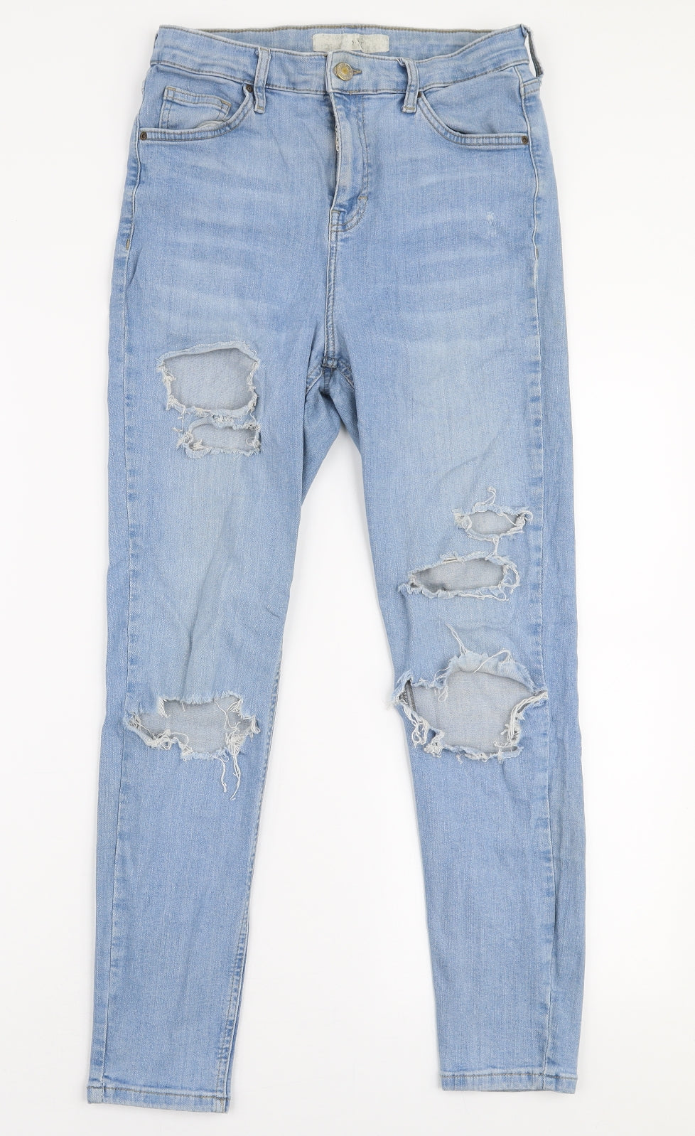 Topshop Womens Blue  Cotton Skinny Jeans Size 30 in L30 in Slim Zip