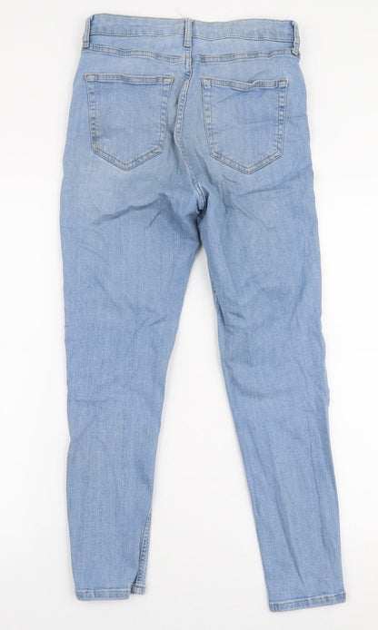 Topshop Womens Blue  Cotton Skinny Jeans Size 30 in L30 in Slim Zip