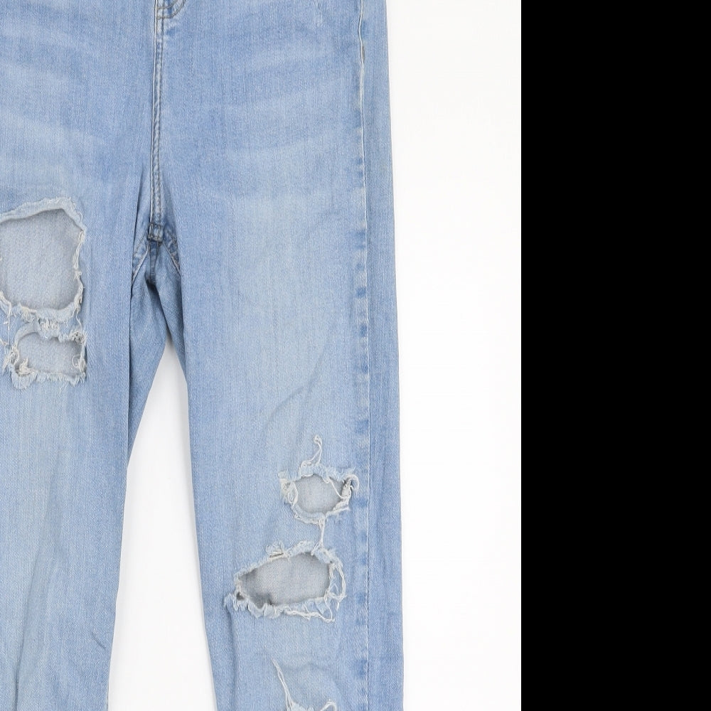 Topshop Womens Blue  Cotton Skinny Jeans Size 30 in L30 in Slim Zip
