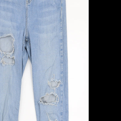 Topshop Womens Blue  Cotton Skinny Jeans Size 30 in L30 in Slim Zip