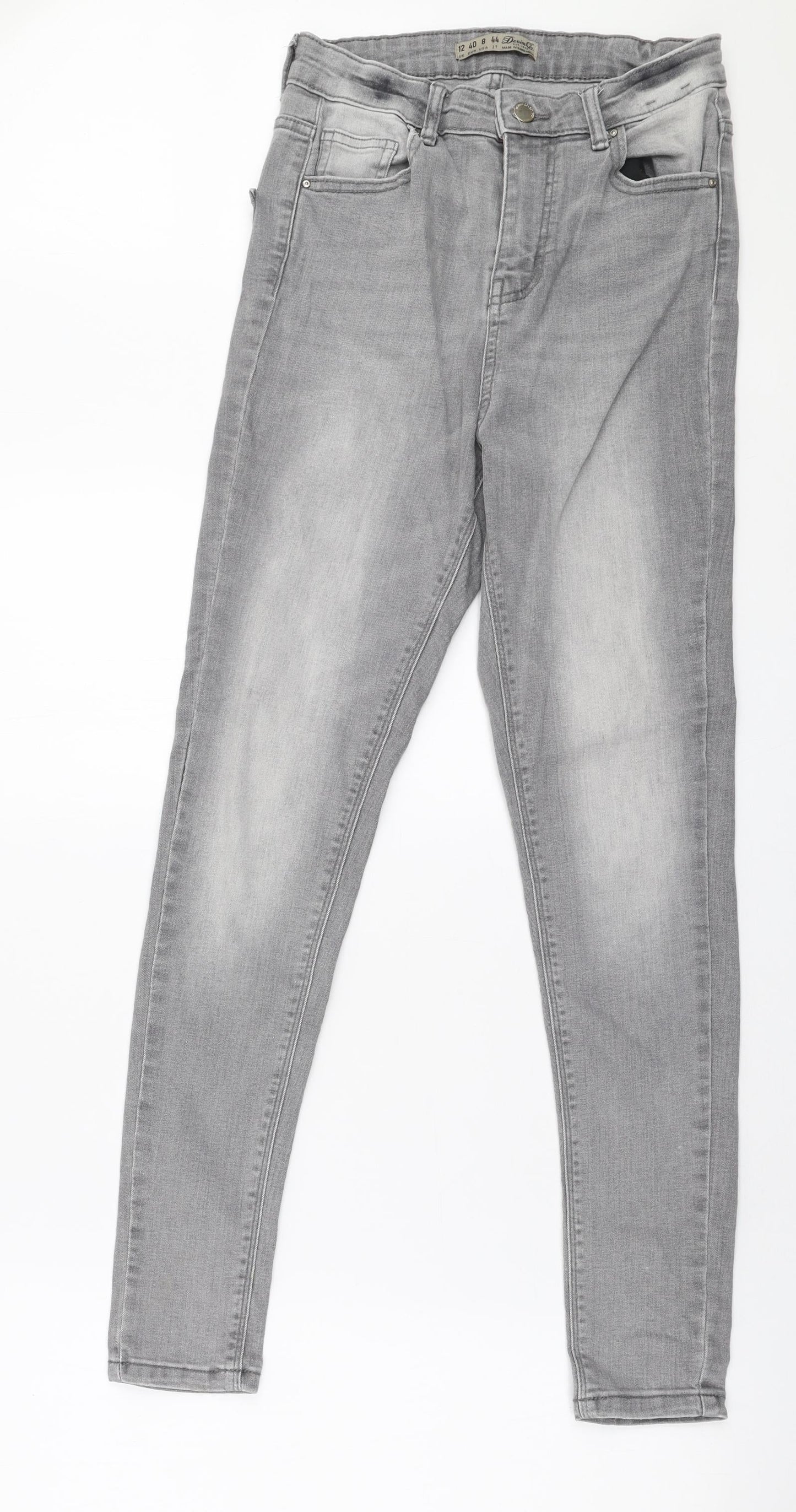 Denim Co Womens Grey  Cotton Skinny Jeans Size 12 L28 in Slim Zip