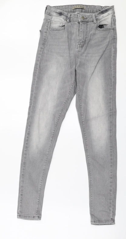Denim Co Womens Grey  Cotton Skinny Jeans Size 12 L28 in Slim Zip