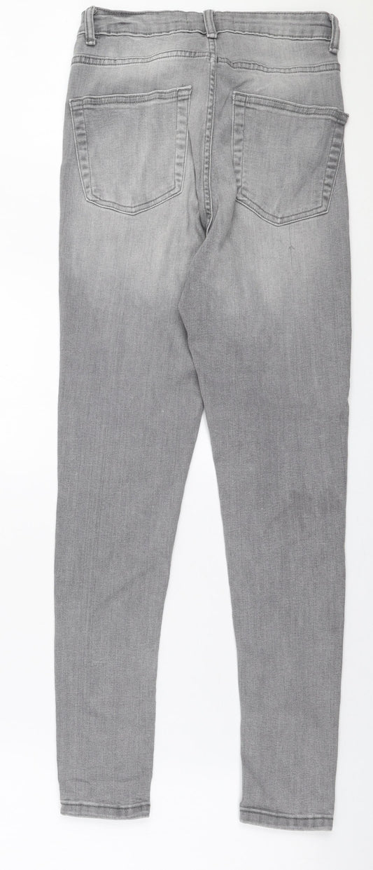 Denim Co Womens Grey  Cotton Skinny Jeans Size 12 L28 in Slim Zip