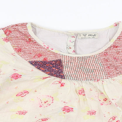 NEXT Girls Multicoloured Floral 100% Cotton Basic Blouse Size 10 Years Round Neck Button