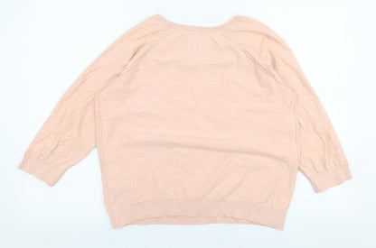 Marks and Spencer Womens Pink Round Neck  Cotton Pullover Jumper Size 14