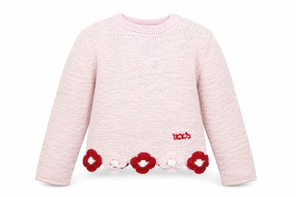 IKKS Girls Pink Round Neck  Acrylic Pullover Jumper Size 6 Years  Pullover