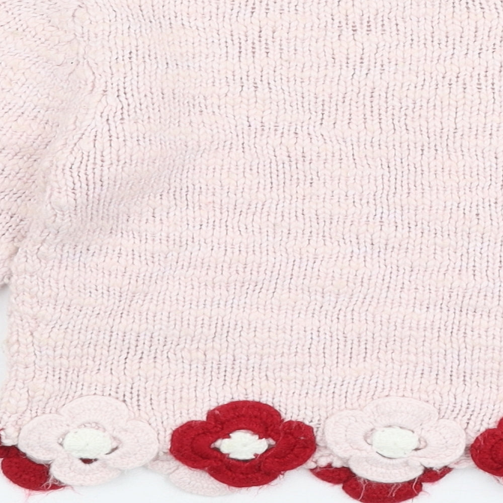 IKKS Girls Pink Round Neck  Acrylic Pullover Jumper Size 6 Years  Pullover