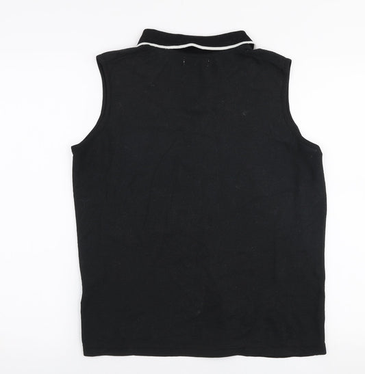 Bonmarche Womens Black  Polyester Basic Polo Size L Collared